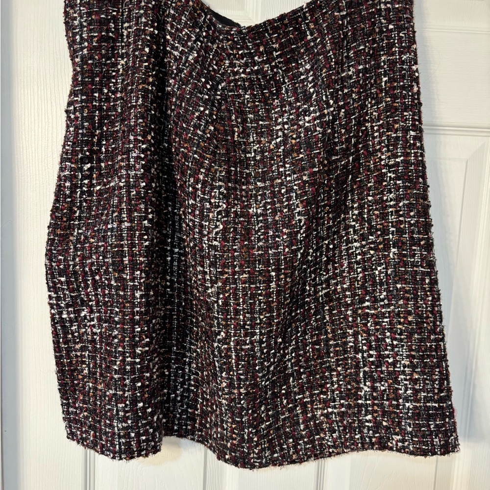 Calvin Klein Tweed A-Line Skirt - Black, White, Burgandy